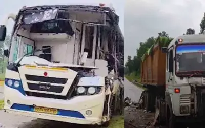 बस के खड़े ट्रेलर से टकरा जाने से सात लोगों की मौत