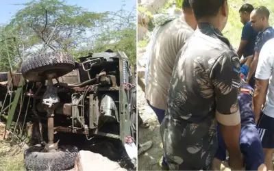वायु सेना का ट्रक पहाड़ी से गिरा, तीन जवानों की मौत, 5 घायल
