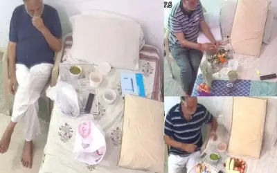 तिहाड़ जेल में भोजन करते दिखे दिल्ली के मंत्री सत्येंद्र  जैन