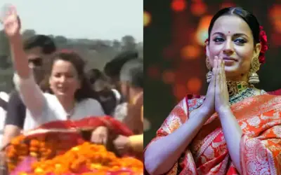 हिमाचल की मंडी में कंगना रनौत ने किया रोड शो