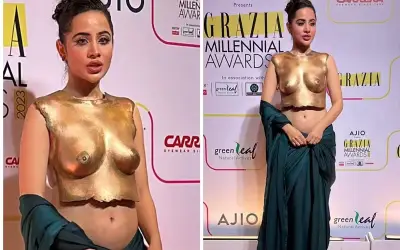 बिना ब्लाउज के अवार्ड शो में पहुंची उर्फी जावेद