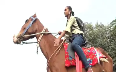 ST बस की हड़ताल, 12 साल की बच्ची घोड़े से जाती है स्कूल