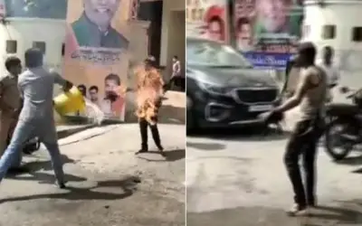 नेता जी गिरफ्तार हुए तो कार्यकर्ता ने खुद को जलाया