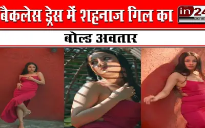 Shehnaz looks hot in red hot dress